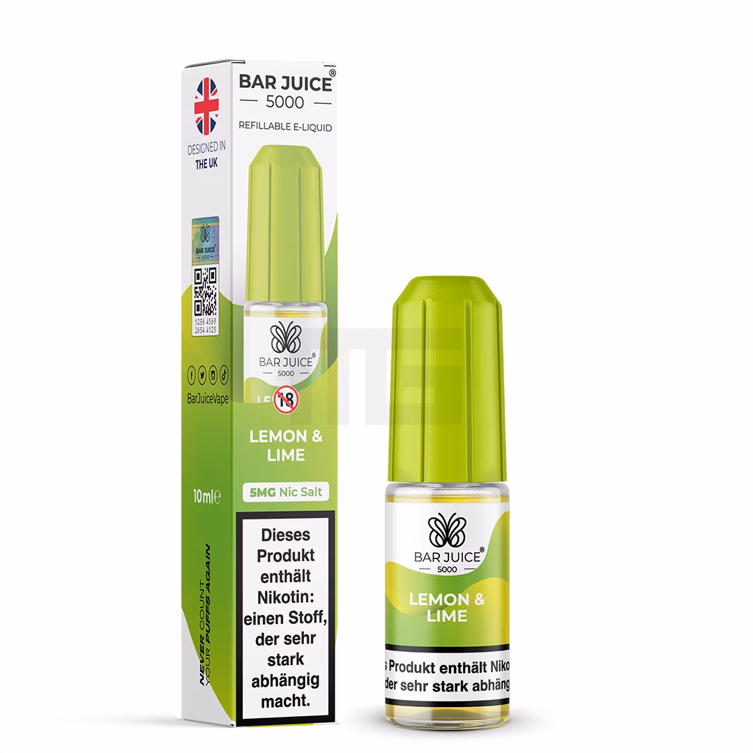 Bar Juice - 5000 - Lemon and Lime | Inhalt : 10ml | Nikotinsalz-Stärke : 5mg | Paketgröße : 1er Packung Bar Juice - 5000 - Lemon and Lime | Inhalt : 10ml | Nikotinsalz-Stärke : 5mg | Paketgröße : 1er Packung