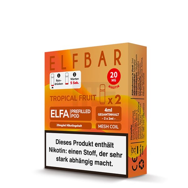 Elfbar - ELFA - Prefilled Pod - 2ml - 2er Pack - Tropical Fruit