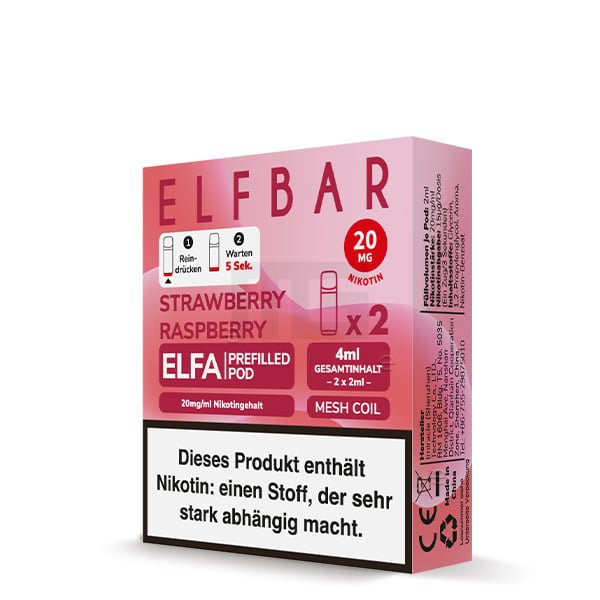 Elfbar - ELFA - Prefilled Pod - 2ml - 2er Pack - Strawberry Raspberry