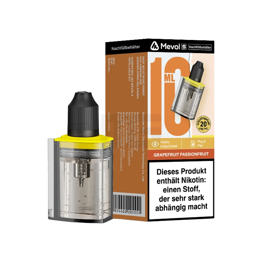 Mevol - S - Nachfüllbehälter - 10ml - Grapefruit Passionfruit - 20mg