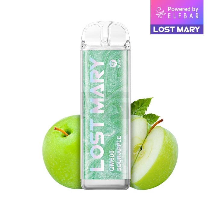 Lost Mary - QM600 - Einweg E-Zigarette - Sour Apple | Nikotinsalz-Stärke : 20mg | Paketgröße : 1er Packung