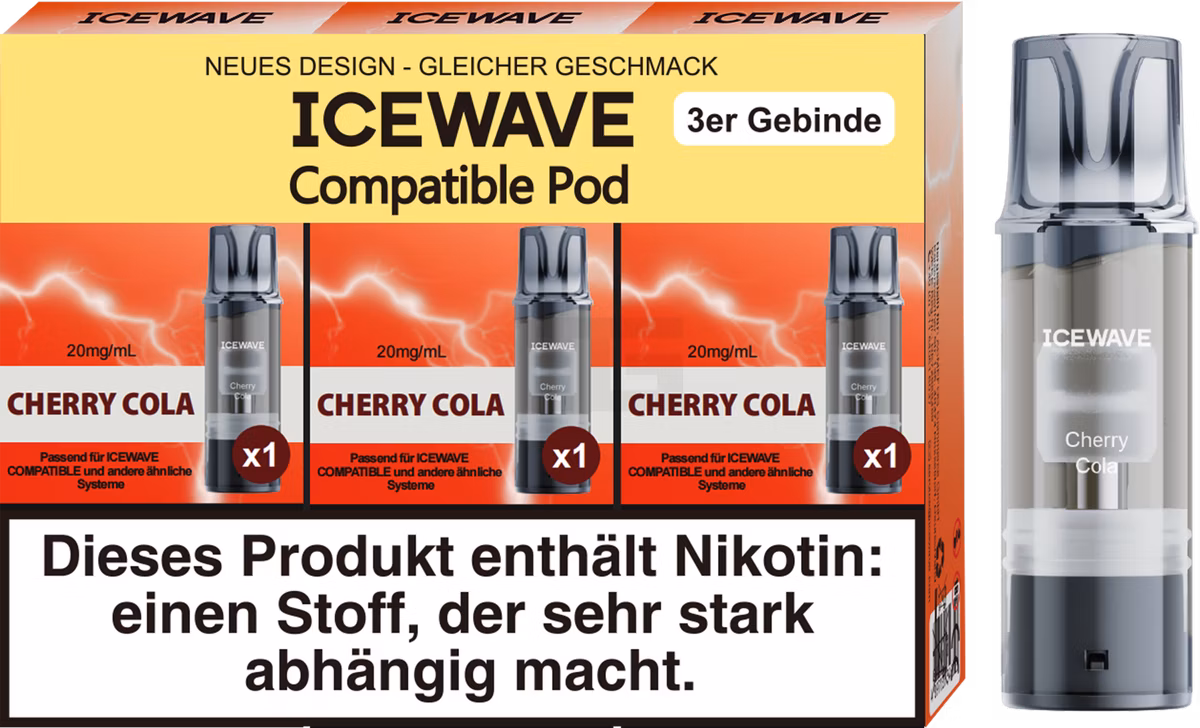 ICEWAVE - Prefilled Pod - 2ml - 3er Pack - Cherry Cola