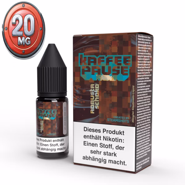 kaffepause-by-steamshots-nicsalt-robus-schoko-20mg-package KAFFEEPAUSE by Steamshots Nicsalt Liquid Milk Robusta Schoko 10ml 20mg