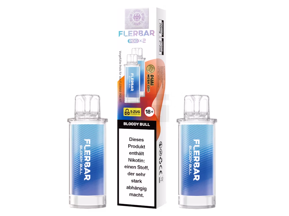 Flerbar - Prefilled Pod - 2ml - 2er Pack - Bloody Bull Flerbar - Prefilled Pod - 2ml - 2er Pack - Bloody Bull