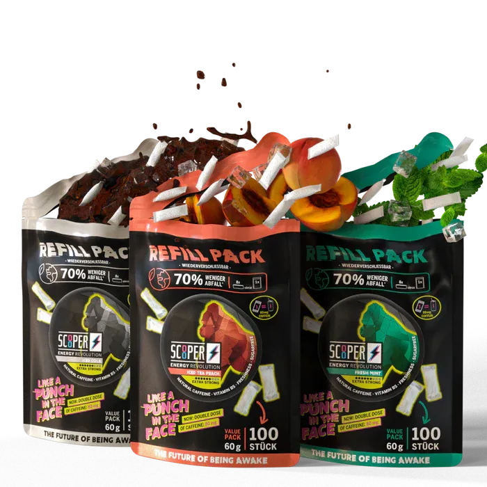 Scooper - Koffein Pouches - Refill Pack - Spicy Strawberry Kiwi - 80mg - 100 Stück Scooper - Koffein Pouches - Refill Pack - Spicy Strawberry Kiwi - 80mg - 100 Stück