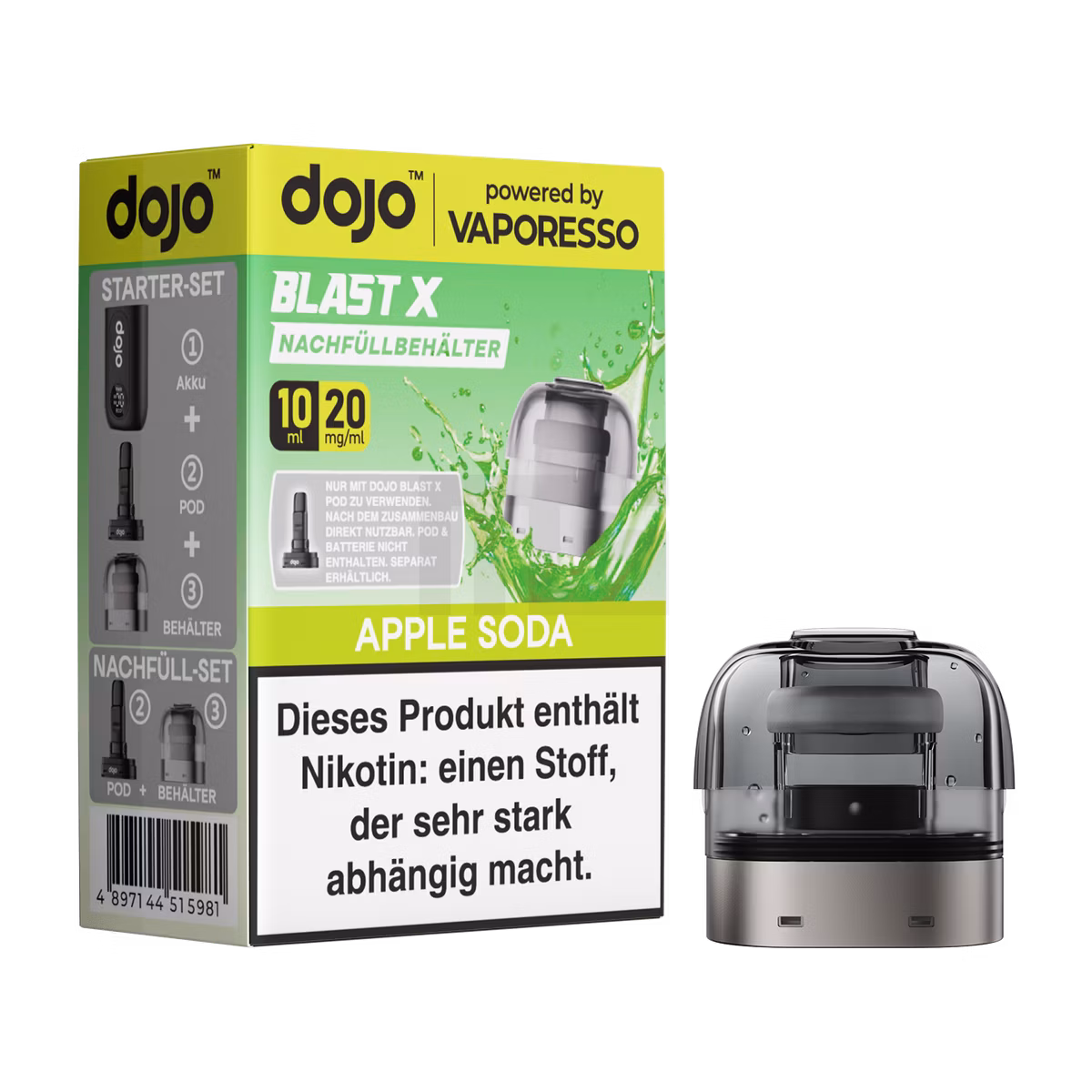 Vaporesso - Dojo Blast X - 10ml Pod Nachfüllbehälter - Apple Soda - 20mg Vaporesso - Dojo Blast X - 10ml Pod Nachfüllbehälter - Apple Soda - 20mg