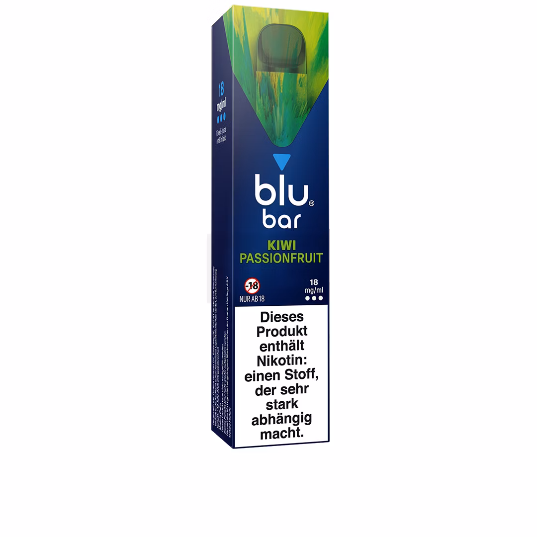 Blu Bar - 1000 Einweg-E-Zigaretten - Kiwi Passion Fruit | Nikotinsalz-Stärke : 18mg