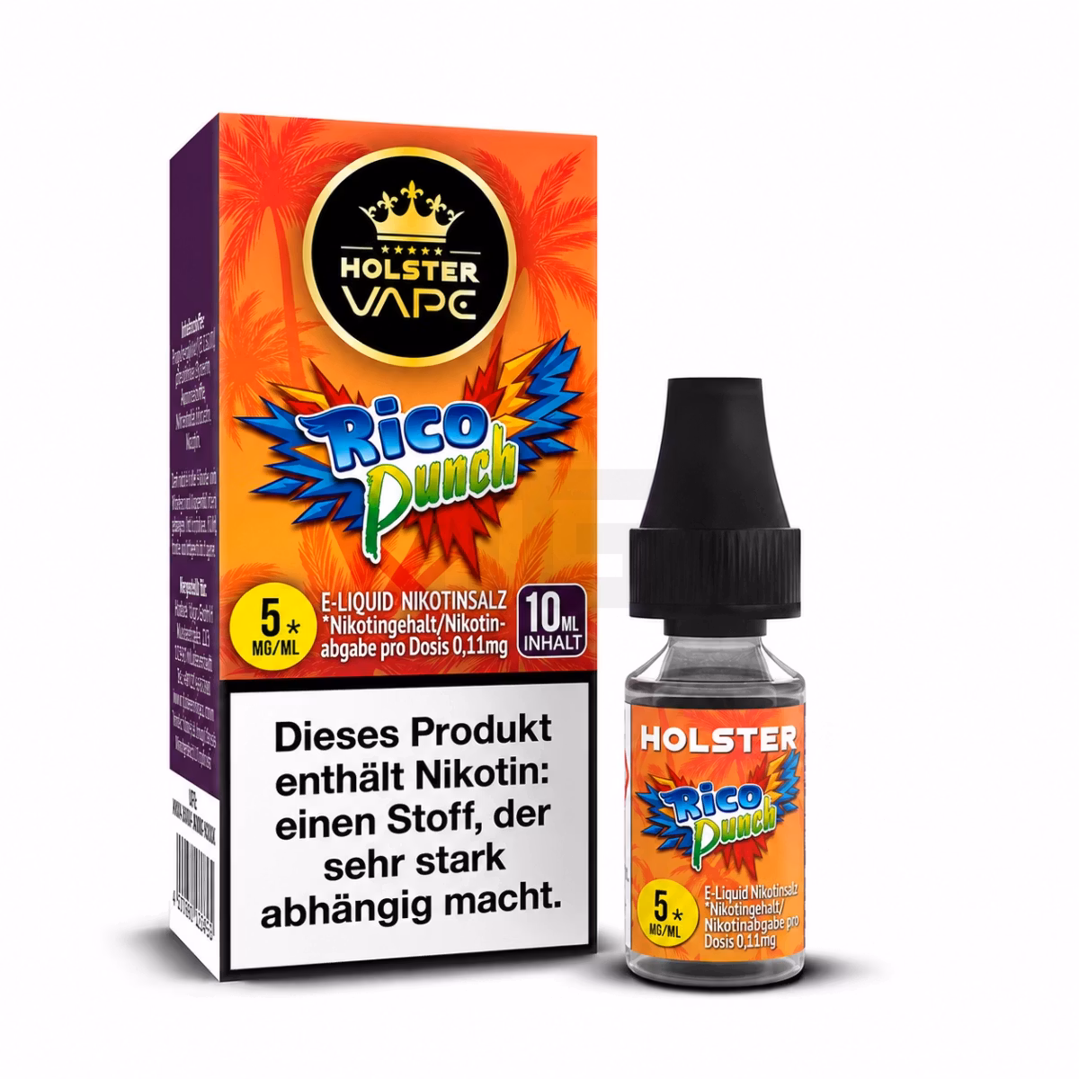 Holster - Nikotinsalzliquids - 10ml - Rico Punch | Inhalt : 10ml | Nikotinsalz-Stärke : 5mg | Paketgröße : 1er Packung