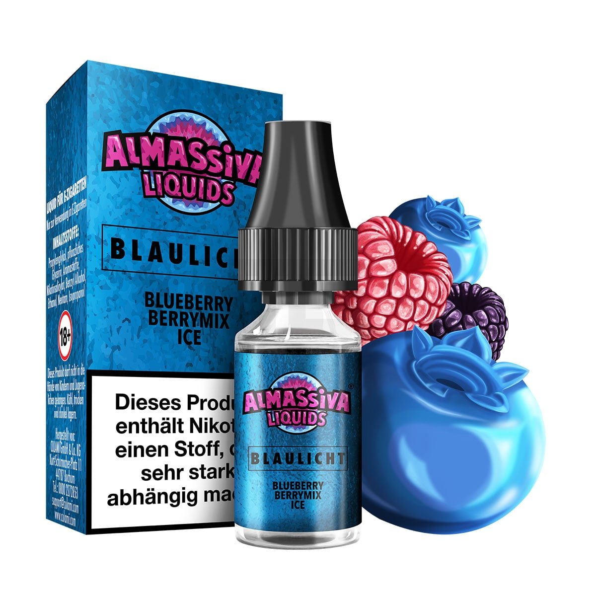 al_massiva_liquid_blaulicht_bottle_box_fruit Al Massiva - Blaulicht - Nikotinsalzliquid - 10ml - 17mg