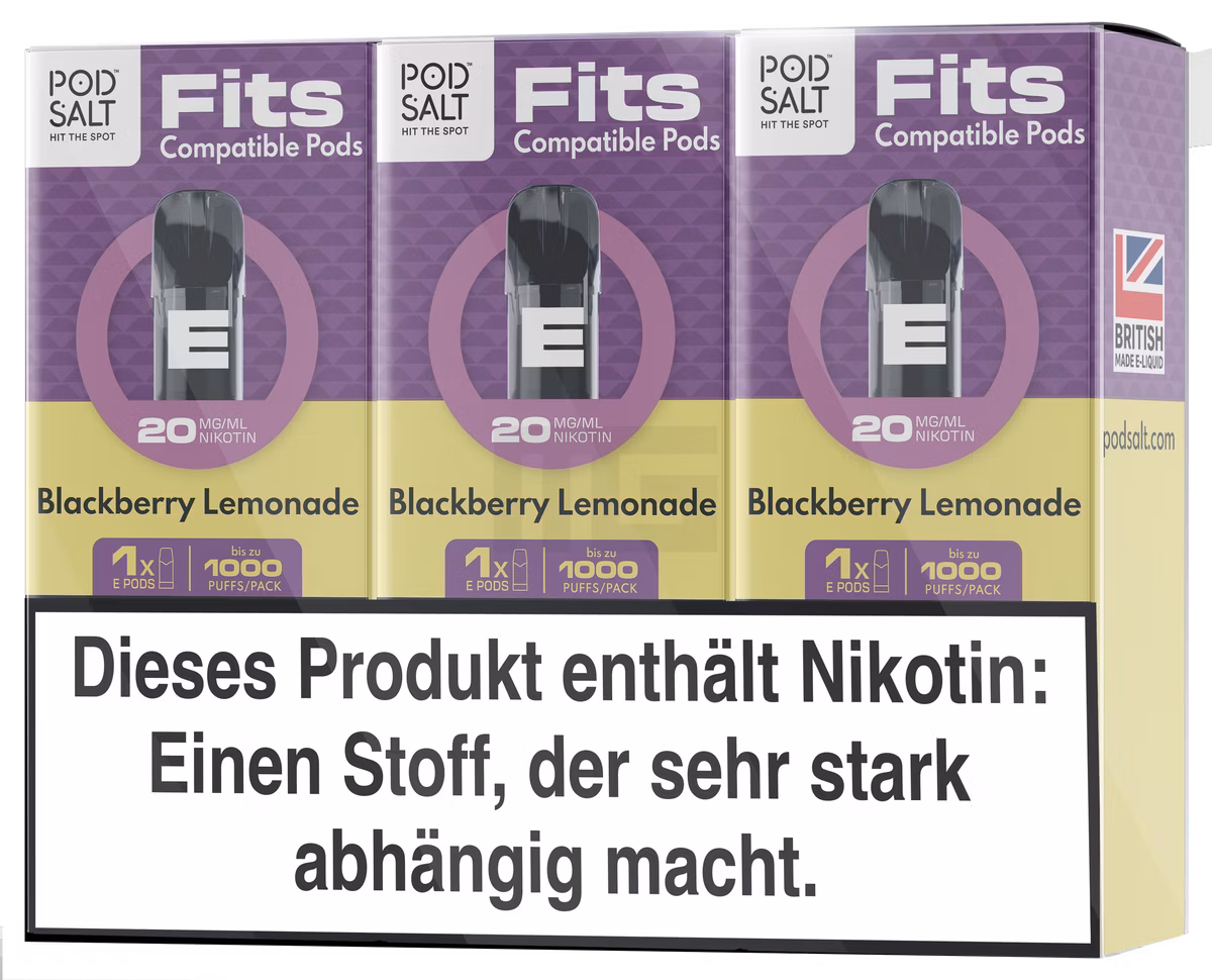 Pod Salt - Fits - Prefilled Pod - Blackberry Lemonade - 20mg - 2ml - 3er Pack