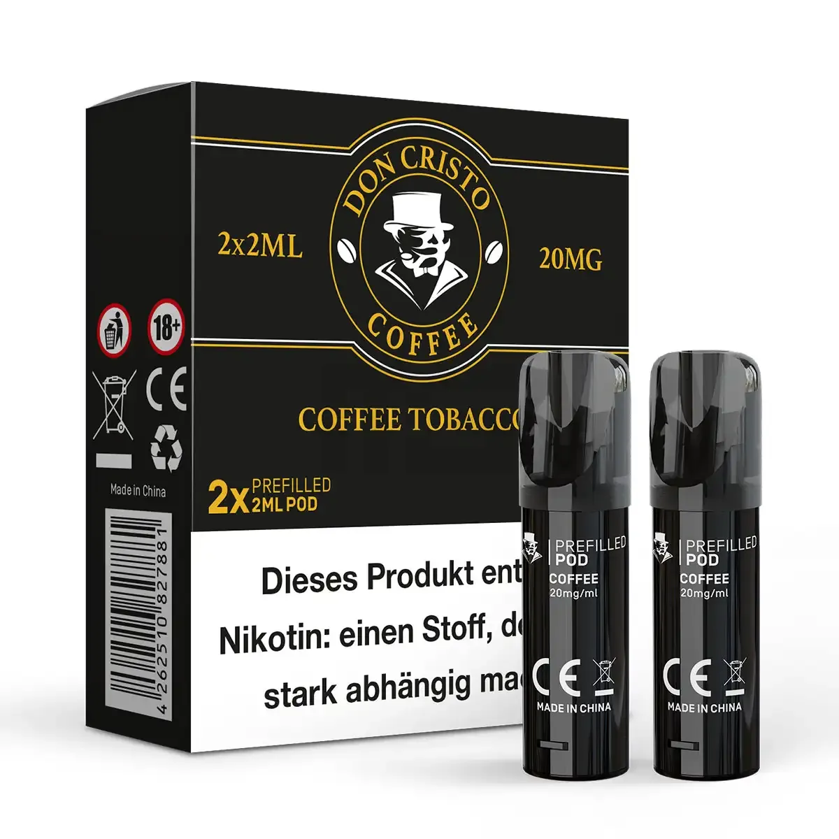 Don Cristo - Prefilled Pods - Coffee Tobacco | Nikotinsalz-Stärke : 20mg | Paketgröße : 1er Packung