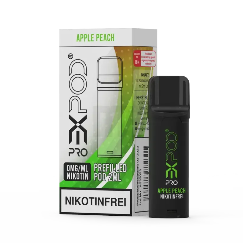 Expod - Pro - Prefilled Pod - Apple Peach | Nikotinsalz-Stärke : 0mg | Paketgröße : 1er Packung Expod - Pro - Prefilled Pod - Apple Peach | Nikotinsalz-Stärke : 0mg | Paketgröße : 1er Packung