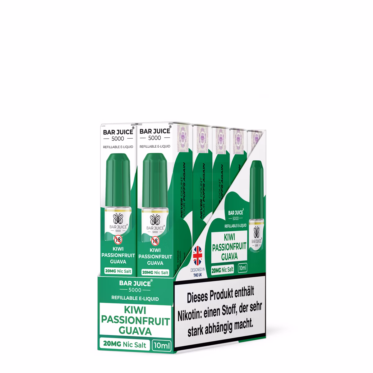 Bar Juice - 5000 - Kiwi Passion Fruit Guava | Inhalt : 10ml | Nikotinsalz-Stärke : 20mg | Paketgröße : 1er Packung Bar Juice - 5000 - Kiwi Passion Fruit Guava | Inhalt : 10ml | Nikotinsalz-Stärke : 20mg | Paketgröße : 1er Packung