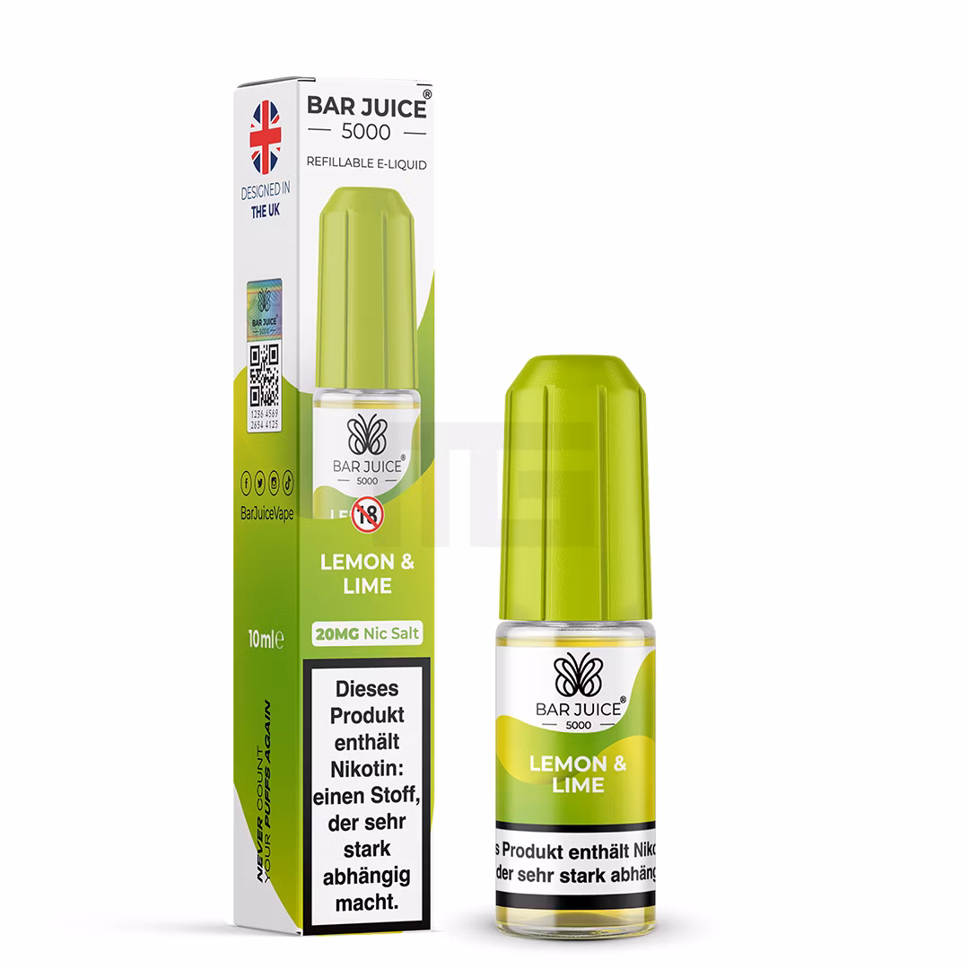 Bar Juice - 5000 - Lemon and Lime | Inhalt : 10ml | Nikotinsalz-Stärke : 20mg | Paketgröße : 1er Packung