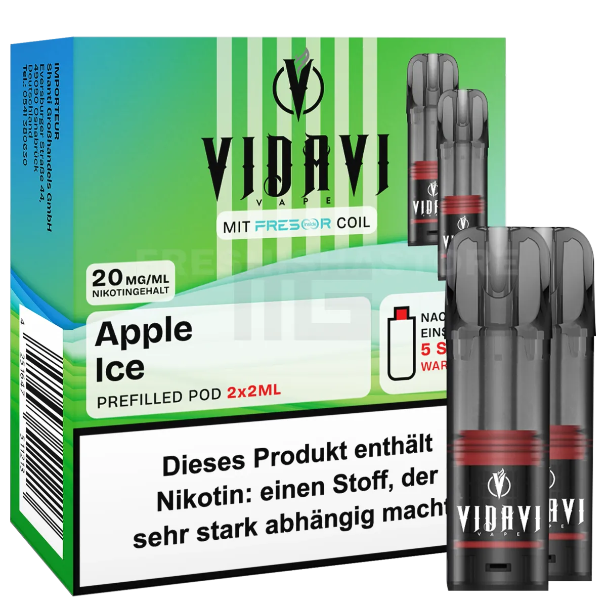 VIDAVI - Prefilled Pod - 2ml - 2er Pack - Apple Ice VIDAVI - Prefilled Pod - 2ml - 2er Pack - Apple Ice