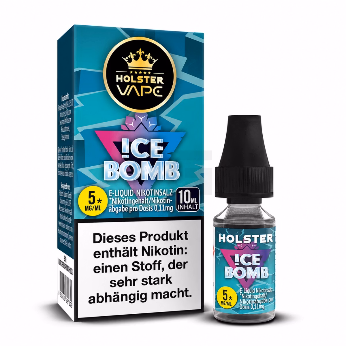 Holster - Nikotinsalzliquids - 10ml - Ice Bomb | Inhalt : 10ml | Nikotinsalz-Stärke : 5mg | Paketgröße : 1er Packung