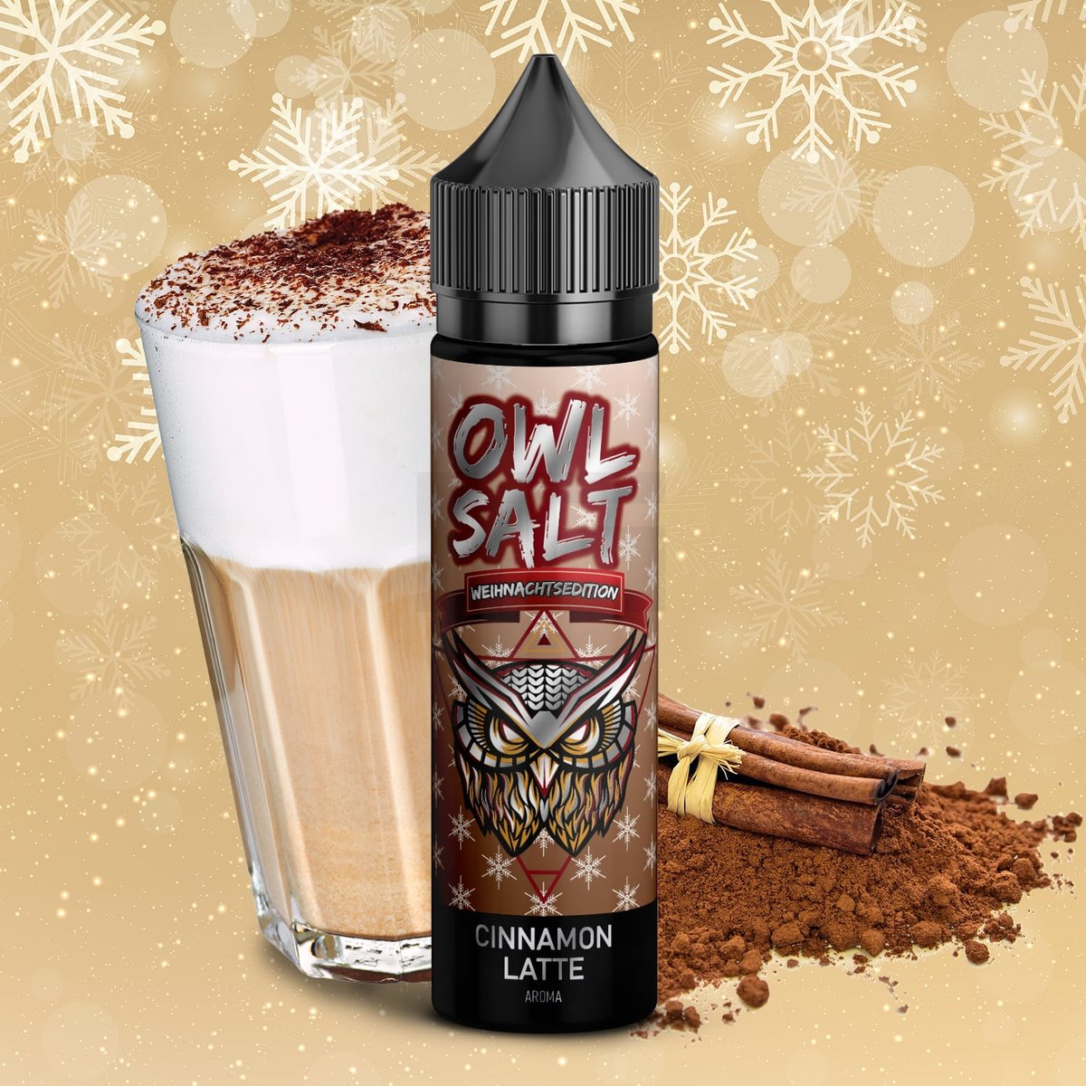 OWL Salt - Weihnachtsedition Overdosed - Aroma - 10ml - Cinnamon Latte | Paketgröße : 1er Packung