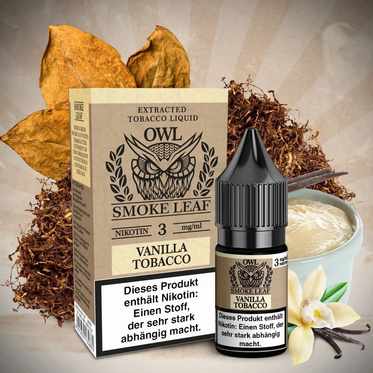 OWL Smoke Leaf Nikotin-Liquid Vanilla Tobacco 10ml 3mg OWL Smoke Leaf Nikotin-Liquid Vanilla Tobacco 10ml 3mg