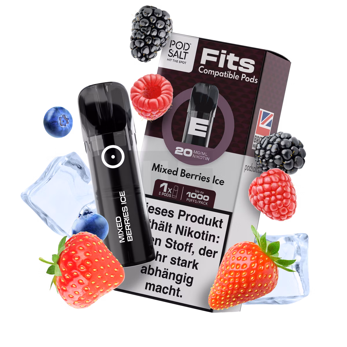 Pod Salt - Fits - Prefilled Pod - Mixed Berries - 20mg - 2ml - 3er Pack