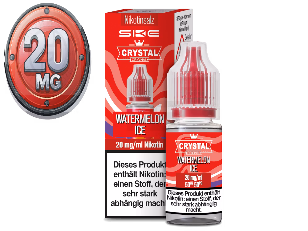 ske-crystal-liquid-watermelon-ice-10ml-20mg SKE - Crystal Liquid - Watermelon Ice - Nikotinsalz Liquid - 10ml - 20mg