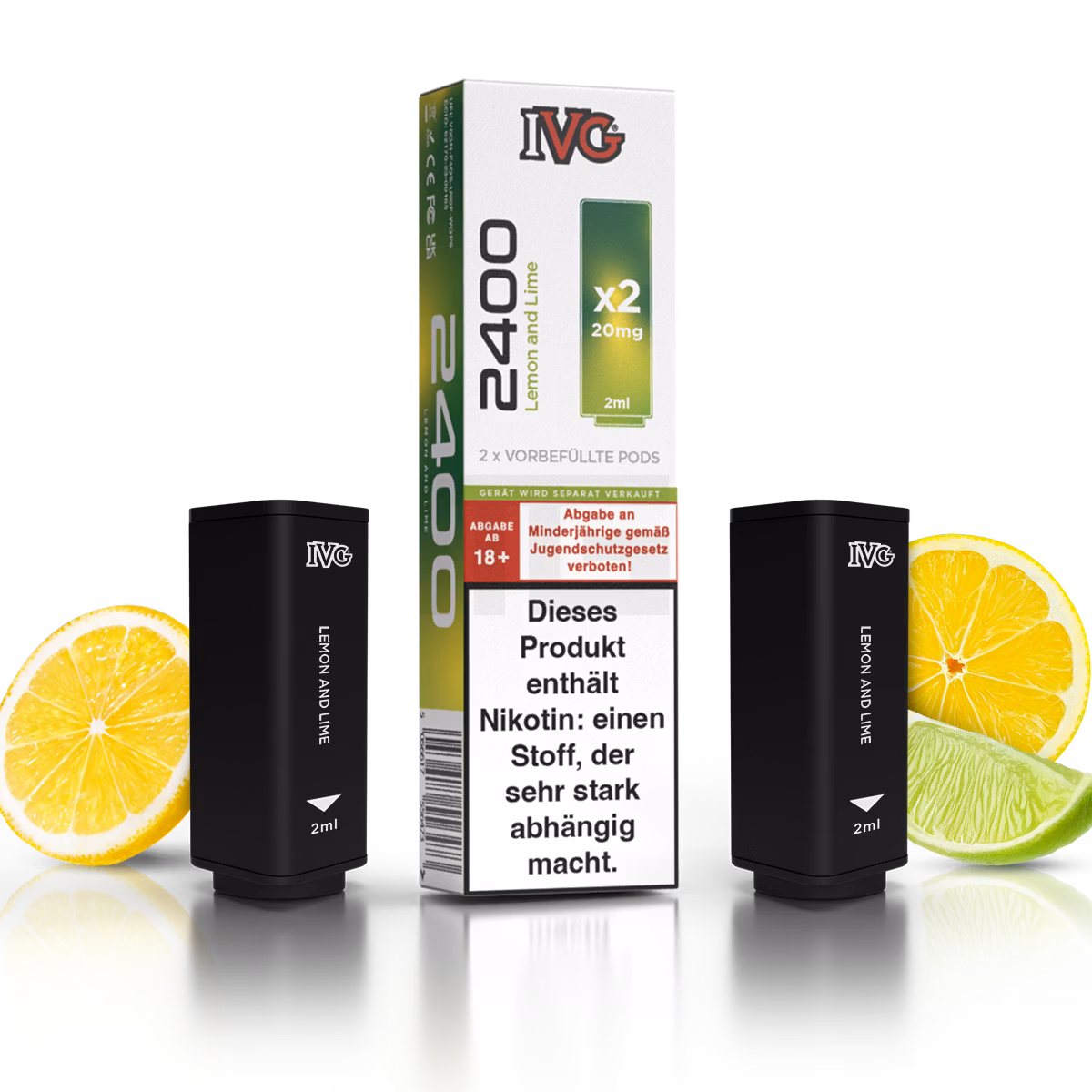 IVG - 2400 - Prefilled Pod - 2ml - 2er Pack - Lemon and Lime IVG - 2400 - Prefilled Pod - 2ml - 2er Pack - Lemon and Lime