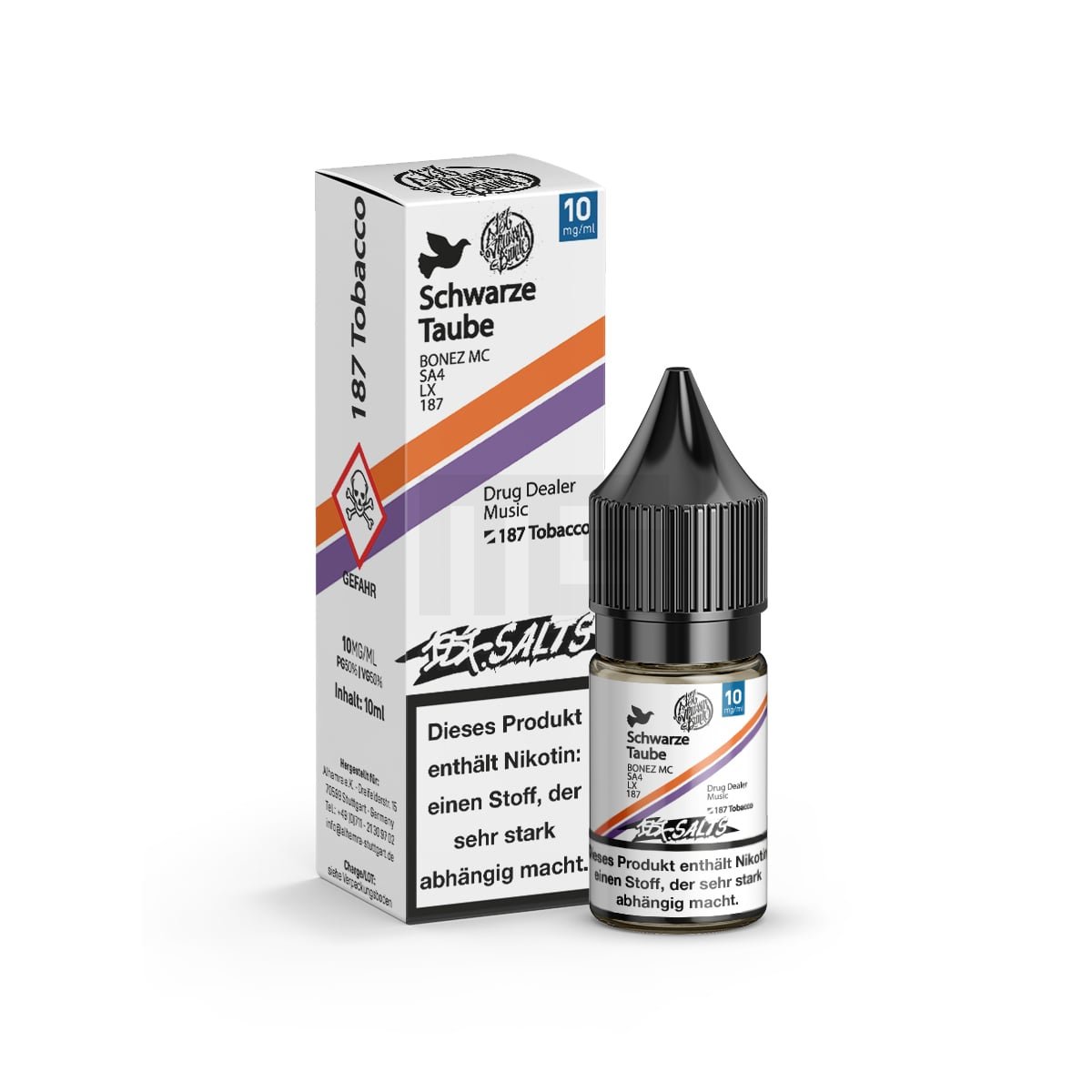 187 Straßenbande - Nikotinsalz-Liquids - 10ml - Schwarze Taube | Nikotinsalz-Stärke : 10mg | Paketgröße : 1er Packung 187 Straßenbande - Nikotinsalz-Liquids - 10ml - Schwarze Taube | Nikotinsalz-Stärke : 10mg | Paketgröße : 1er Packung
