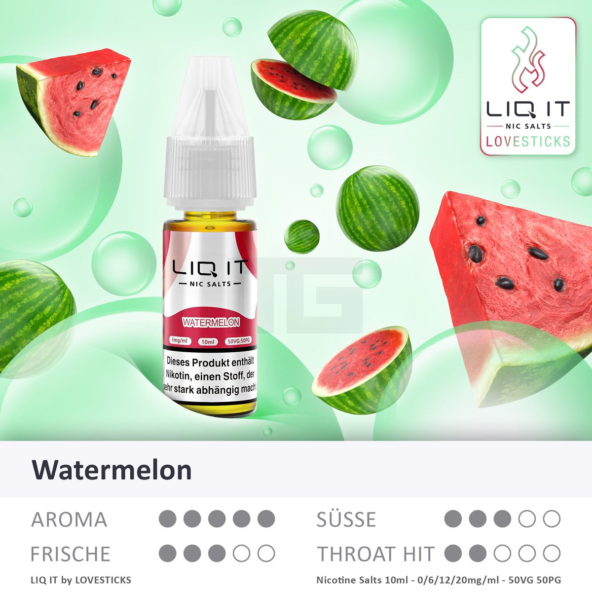 LIQ IT - Nikotinsalz-Liquid - 10ml - Watermelon - 0mg