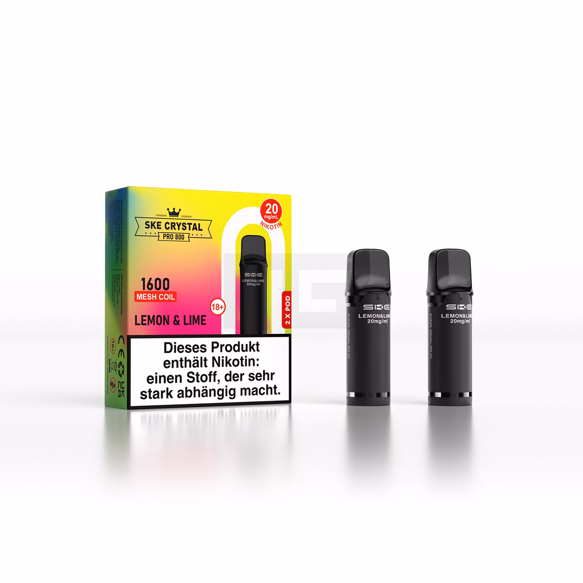 SKE - Crystal 800 Pro - Prefilled Pod - 20mg - 2er Paket - Lemon Lime SKE - Crystal 800 Pro - Prefilled Pod - 20mg - 2er Paket - Lemon Lime