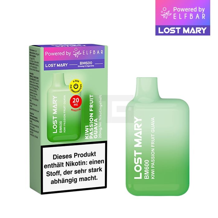 Lost Mary - BM600 - Einweg E-Zigarette - Kiwi Passion Fruit Guava - 20mg - 1er Packung Lost Mary - BM600 - Einweg E-Zigarette - Kiwi Passion Fruit Guava - 20mg - 1er Packung