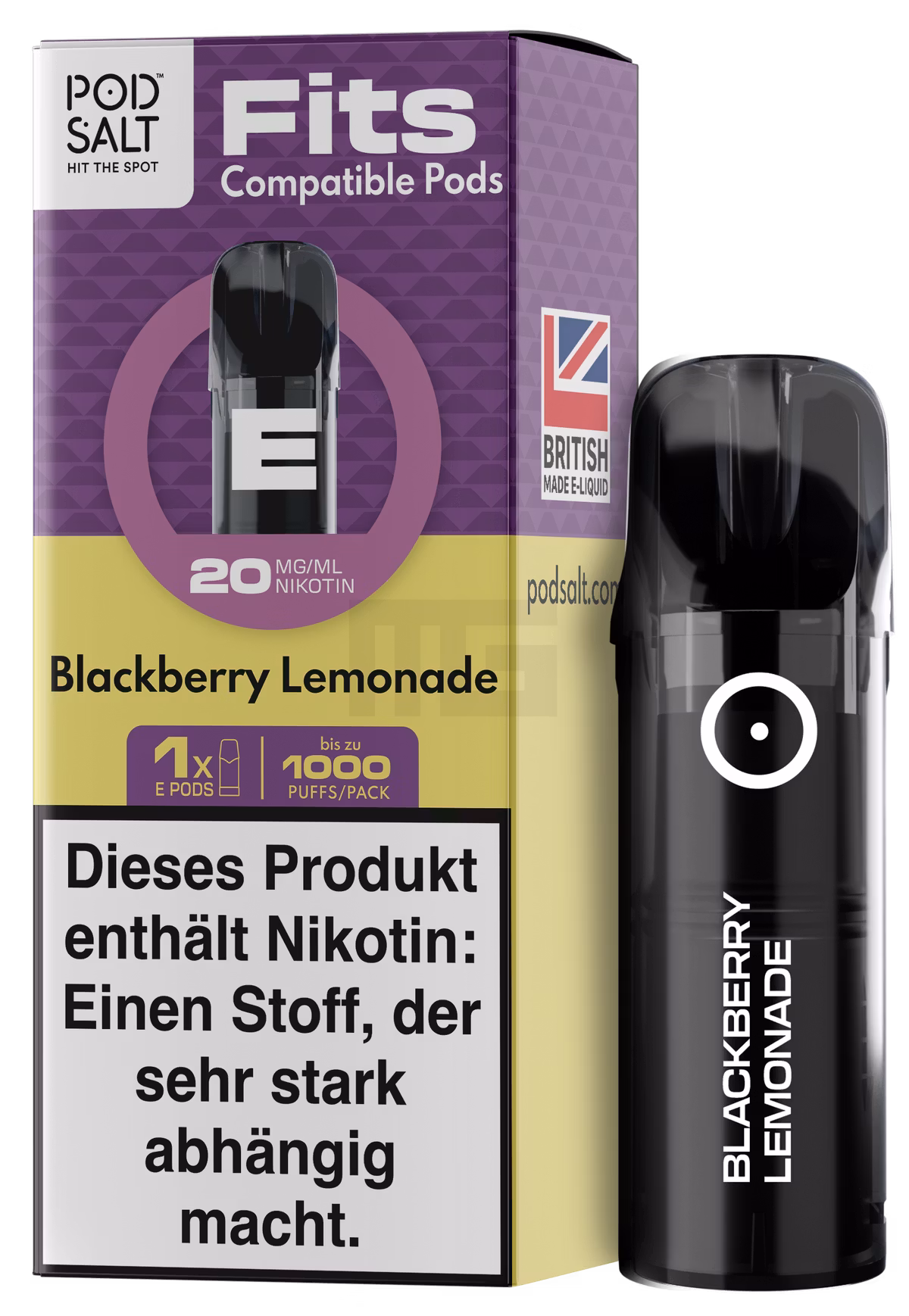 Pod Salt - Fits - Prefilled Pod - Blackberry Lemonade - 20mg - 2ml - 3er Pack