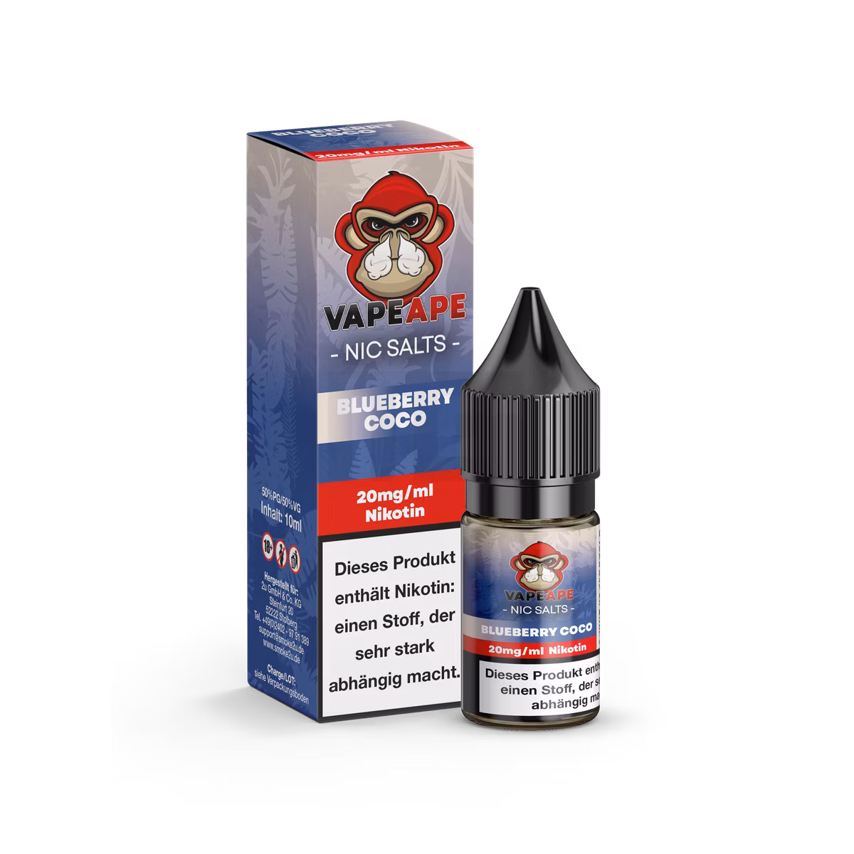 VapeApe - Nikotinsalz-Liquid - 10ml - Blueberry Coco | Nikotinsalz-Stärke : 20mg