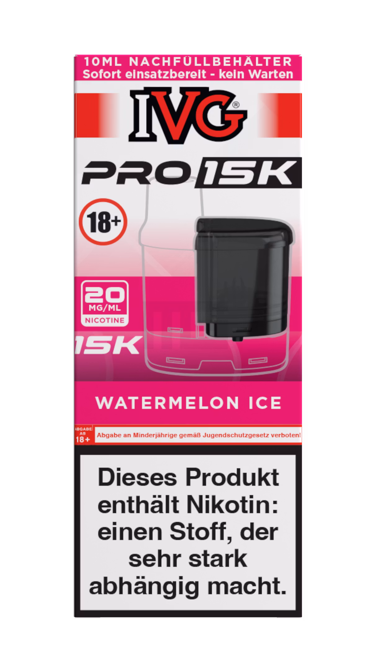IVG - Pro 15K - 10ml Pod Nachfüllbehälter - Watermelon Ice - 20mg