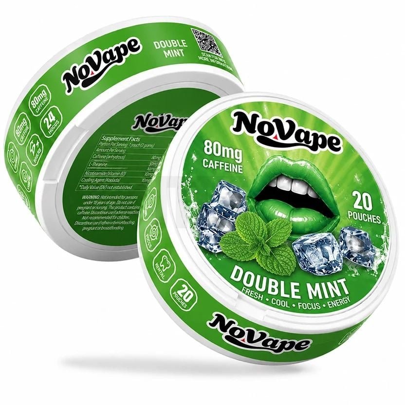 NoVape - Koffein Pouches - Double Mint - 80mg - 20 Stück NoVape - Koffein Pouches - Double Mint - 80mg - 20 Stück