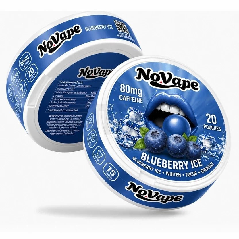 NoVape - Koffein Pouches - Blueberry Ice - 80mg - 20 Stück NoVape - Koffein Pouches - Blueberry Ice - 80mg - 20 Stück