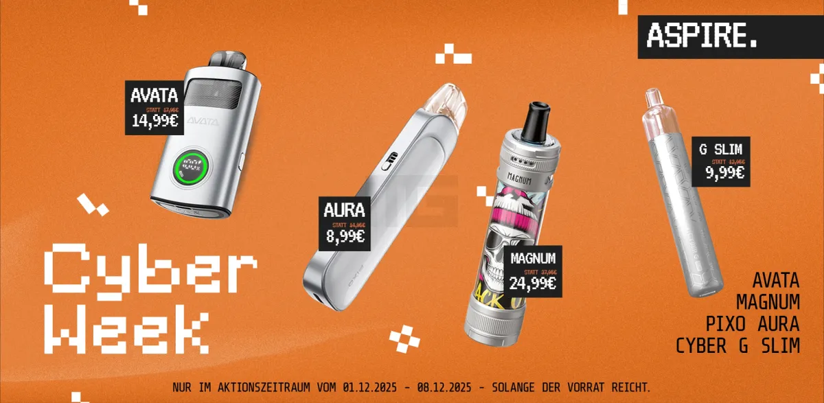 Cyber Week 2025 – Aspire E-Zigaretten ab 8,99€ | Freshishastore Angebote