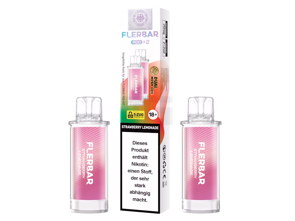 Flerbar - Prefilled Pod - 2ml - 2er Pack - Strawberry Lemonade Flerbar - Prefilled Pod - 2ml - 2er Pack - Strawberry Lemonade