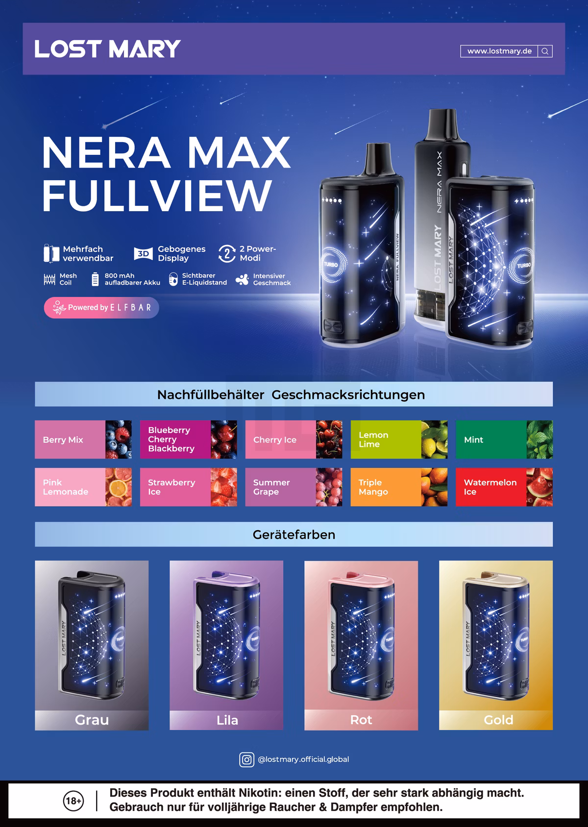 Lost Mary - Nera Max - Nachfülltank - Blueberry Cherry Blackberry