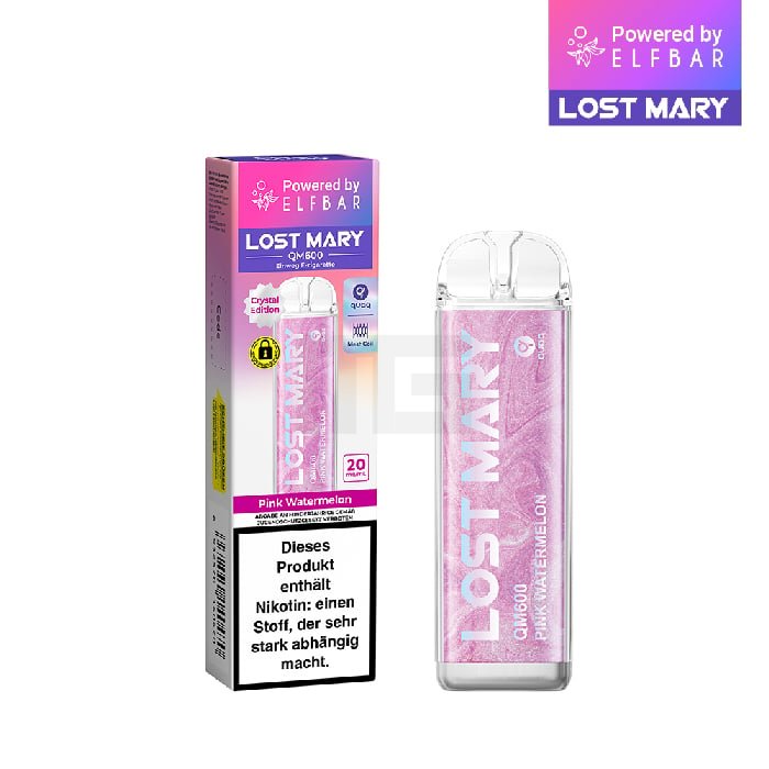 Lost Mary - QM600 - Einweg E-Zigarette - Pink Watermelon | Nikotinsalz-Stärke : 20mg | Paketgröße : 1er Packung Lost Mary - QM600 - Einweg E-Zigarette - Pink Watermelon | Nikotinsalz-Stärke : 20mg | Paketgröße : 1er Packung