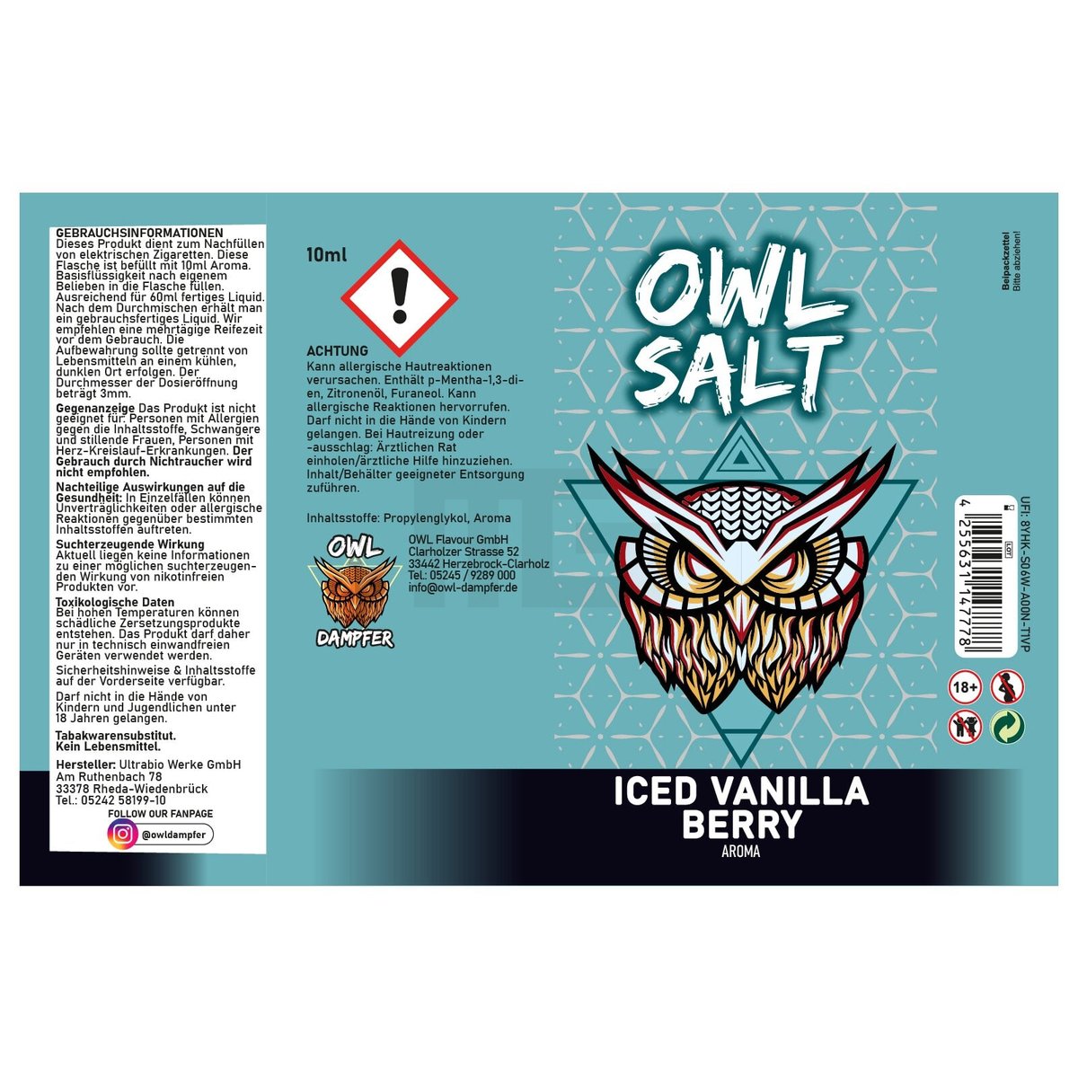 OWL Salt - Iced Vanilla Berry Overdosed - Aroma - 10ml