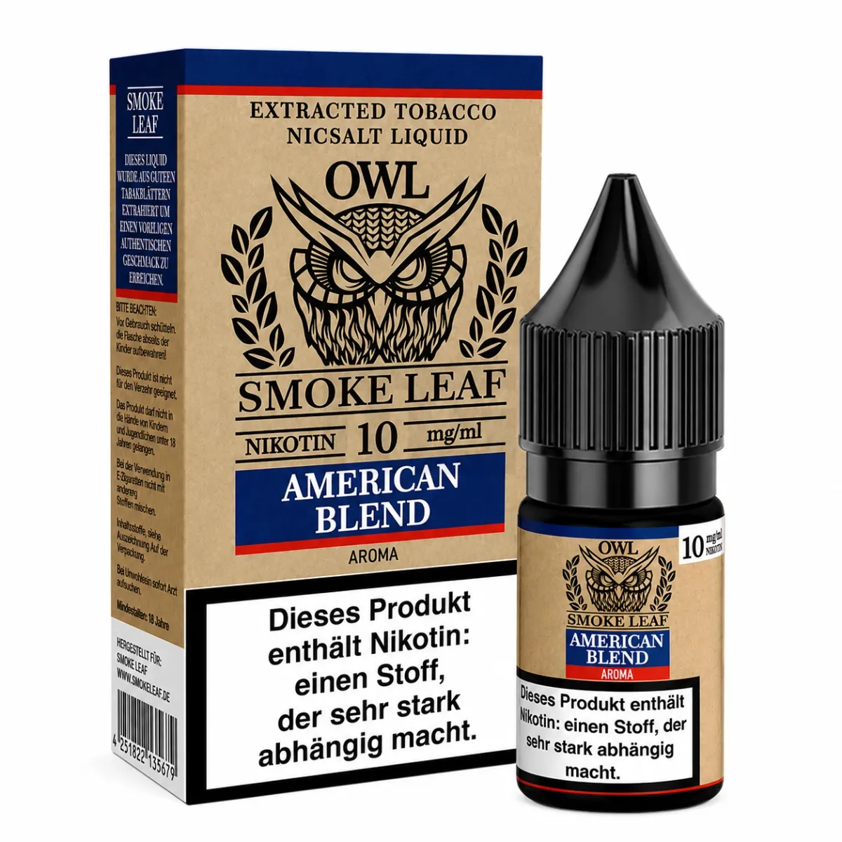 OWL Smoke Leaf -Nikotinsalz Liquid - 10ml - American Blend - 10mg