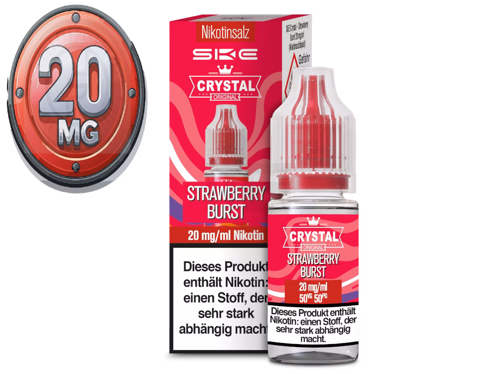 ske-crystal-liquid-strawberry-burst-10ml-20mg SKE - Crystal Liquid - Strawberry Burst - Nikotinsalz Liquid - 10ml - 20mg