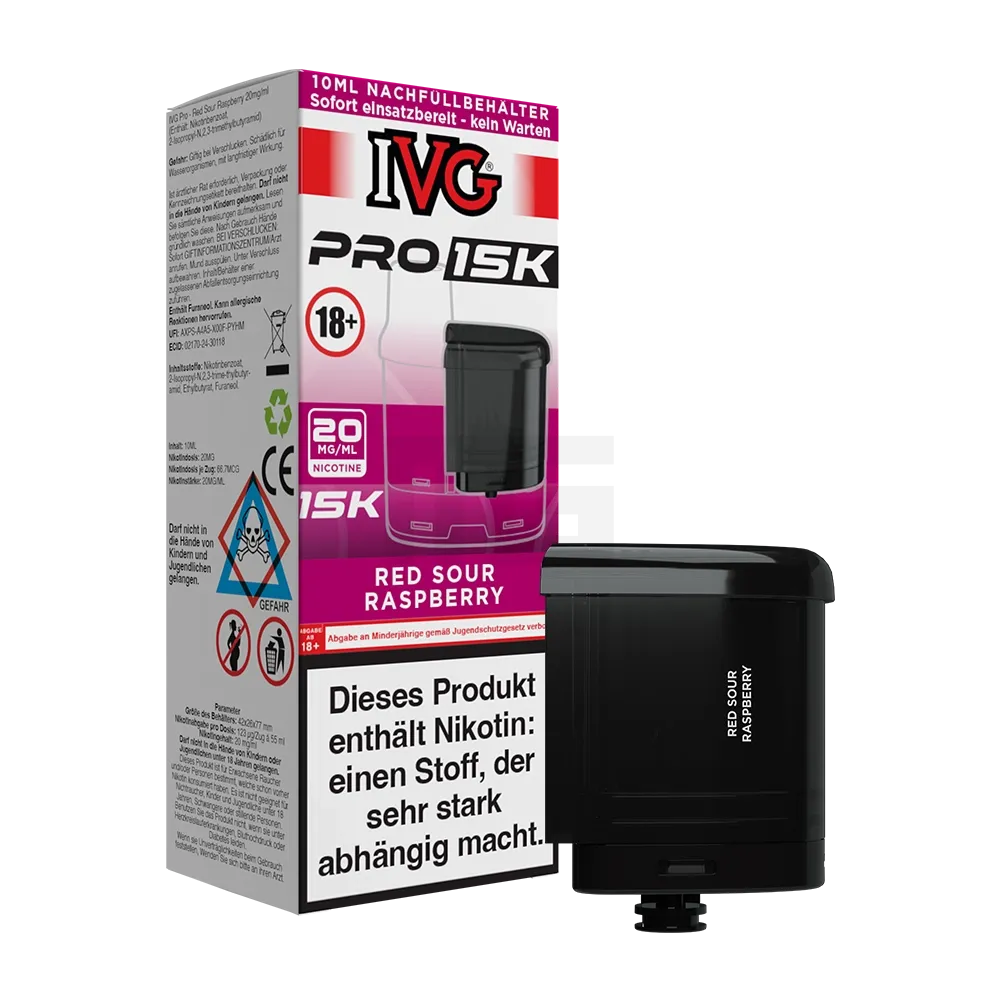 IVG - Pro 15K - 10ml Pod Nachfüllbehälter - Red Sour Raspberry - 20mg