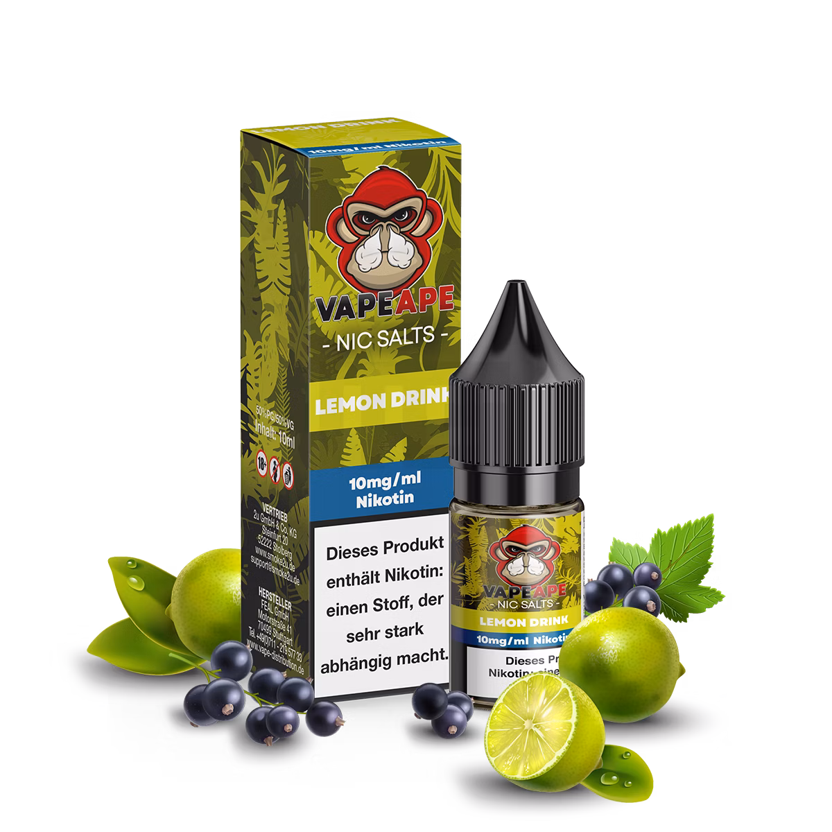 VapeApe - Nikotinsalz-Liquid - 10ml - Lemon Drink | Nikotinsalz-Stärke : 10mg VapeApe - Nikotinsalz-Liquid - 10ml - Lemon Drink | Nikotinsalz-Stärke : 10mg