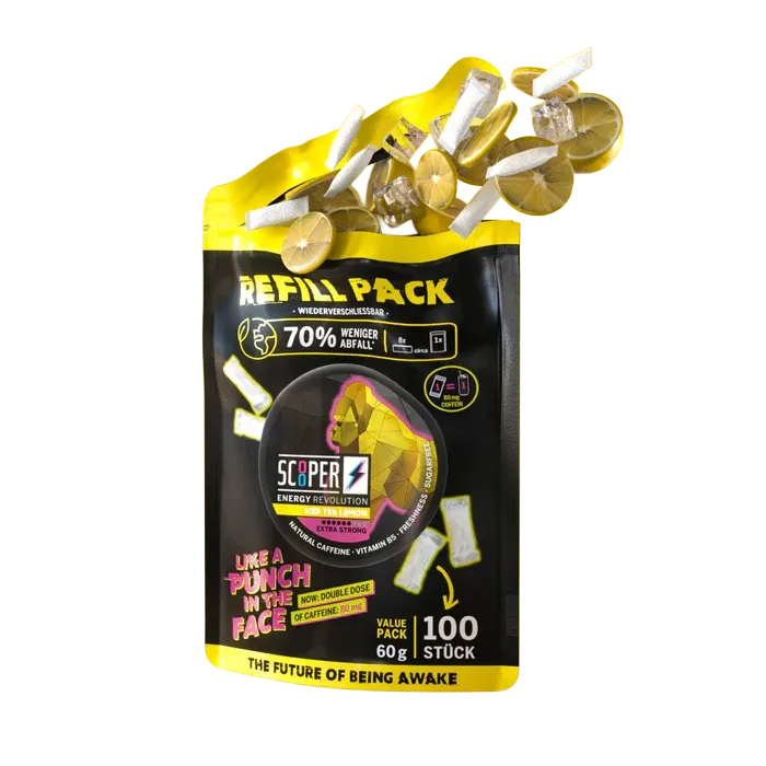 Scooper - Koffein Pouches - Refill Pack - Iced Tea Lemon - 80mg - 100 Stück Scooper - Koffein Pouches - Refill Pack - Iced Tea Lemon - 80mg - 100 Stück