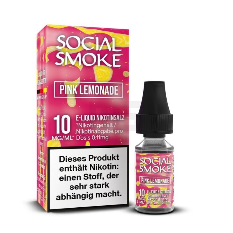 Social Smoke - Nikotinsalz Liquid - 10ml - Pink Lemonade | Nikotinsalz-Stärke : 10mg | Paketgröße : 1er Packung