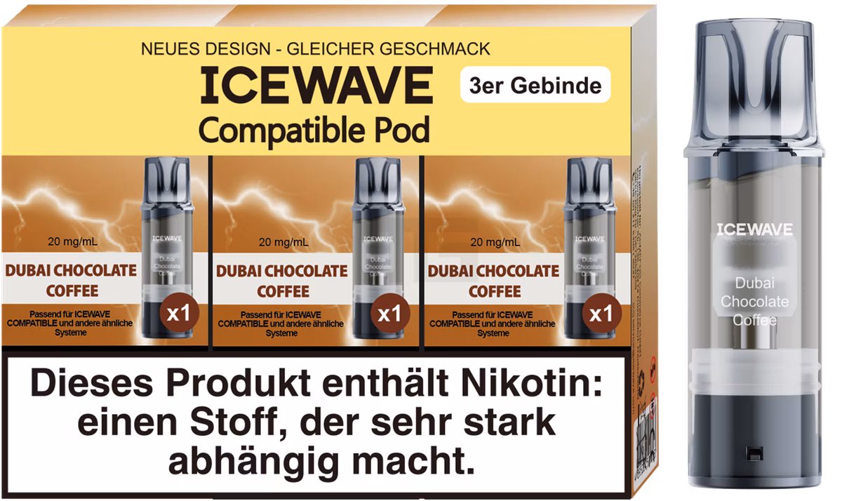 ICEWAVE - Prefilled Pod - 2ml - 3er Pack - Dubay Chocolate Coffee