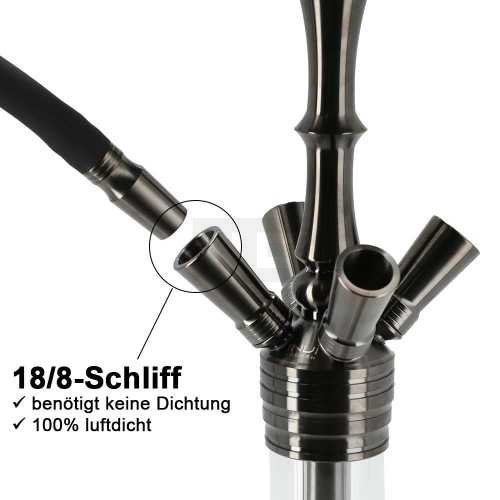 Invi Shisha Paradox Edelstahl Gun Metal Bottom Red