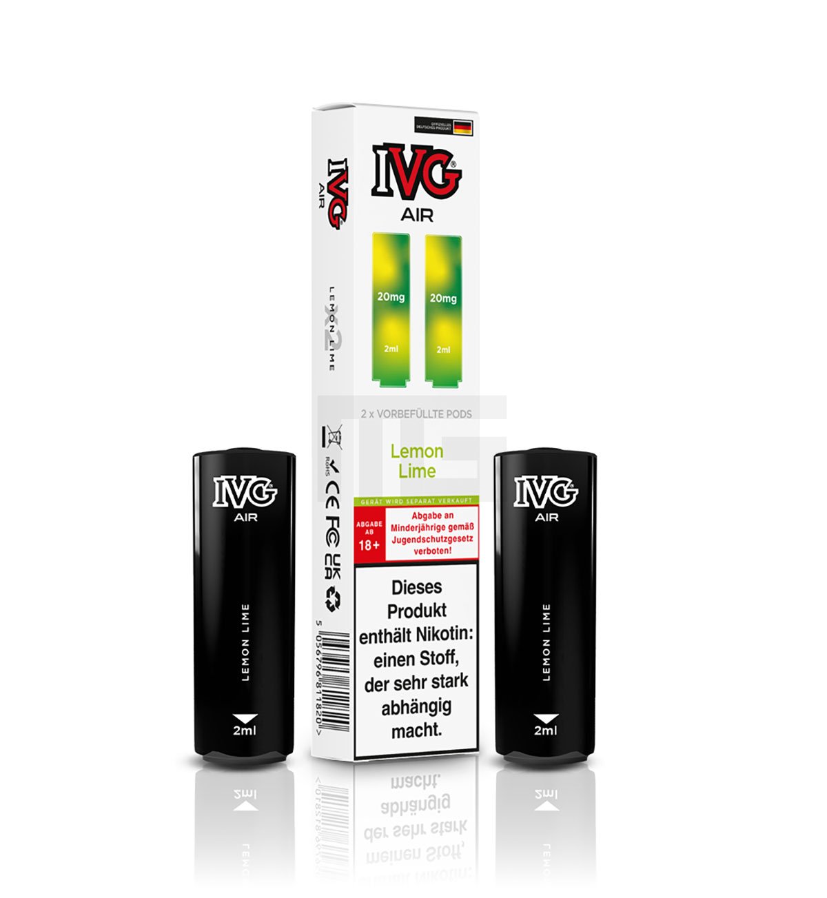 IVG - AIR - Prefilled Pod - 2ml - Lemon Lime | Nikotinsalz-Stärke : 20mg | Paketgröße : 1er Packung IVG - AIR - Prefilled Pod - 2ml - Lemon Lime | Nikotinsalz-Stärke : 20mg | Paketgröße : 1er Packung