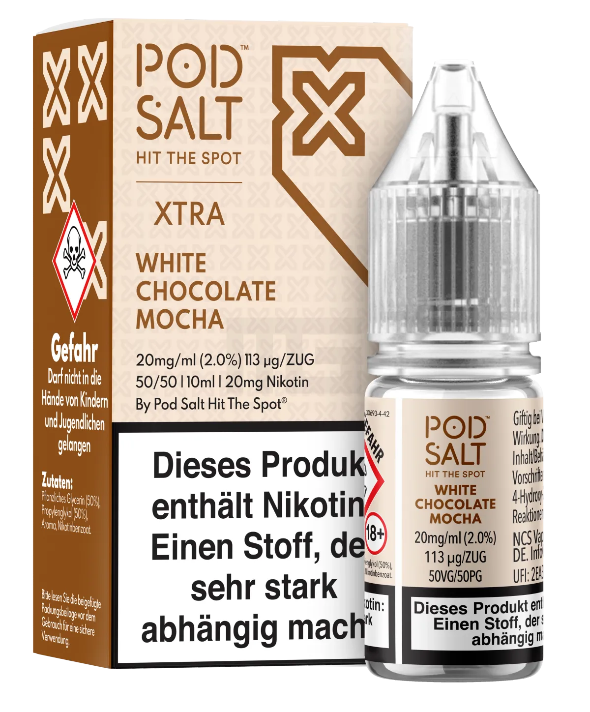 Pod Salt - Xtra - White Chocolate Mocha - Nikotinsalz-Liquid - 10ml - 20mg Pod Salt - Xtra - White Chocolate Mocha - Nikotinsalz-Liquid - 10ml - 20mg