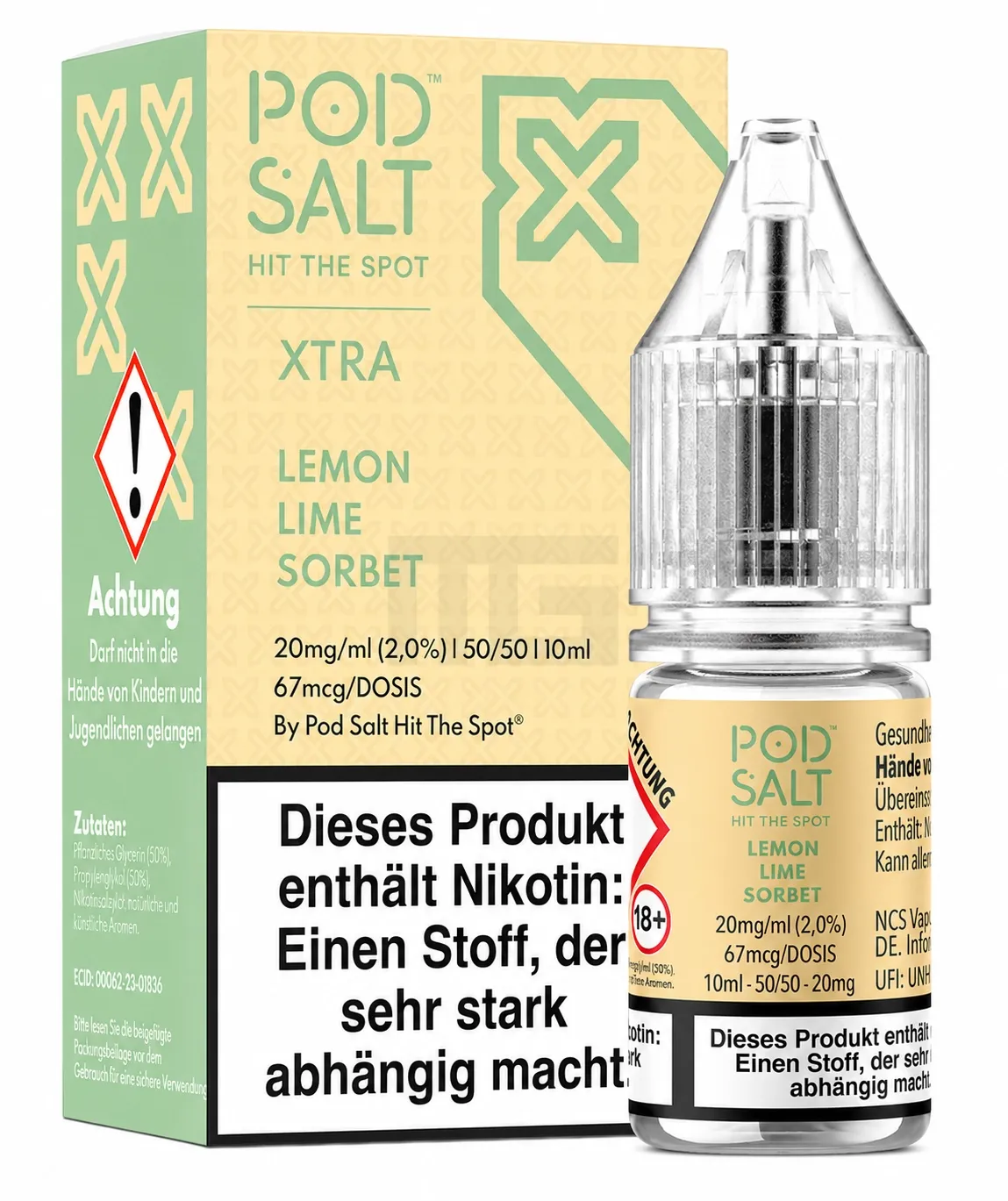Pod Salt - Xtra - Lemon Lime Sorbet - Nikotinsalz-Liquid - 10ml - 20mg